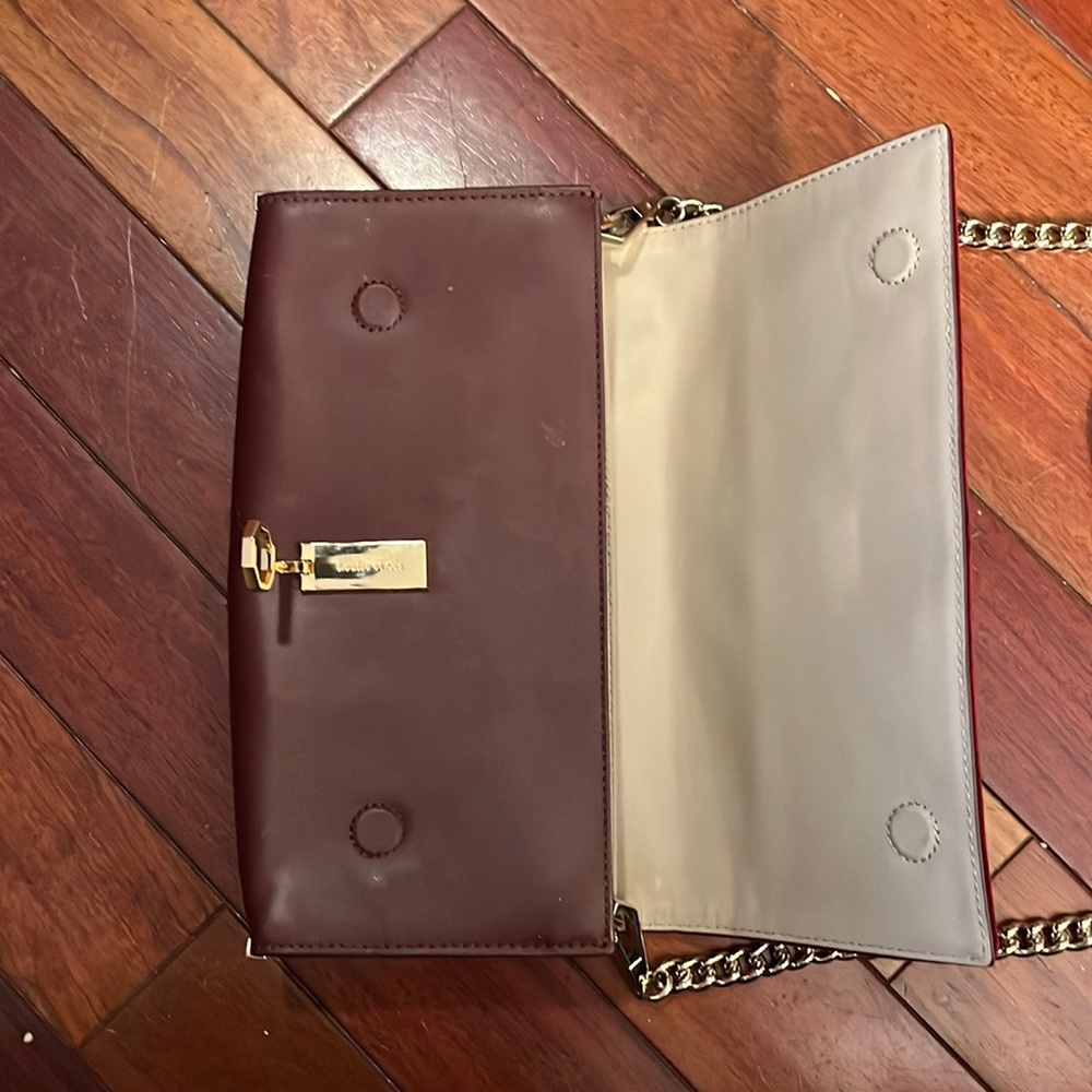 Vguc Louise Et Cie Evening Bag With Removable Gold Chain Strap Velvet & Leather